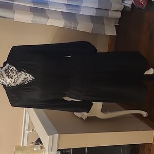 Loft sz 8 black dress silk feel black rouched waist peasant dress new with tags